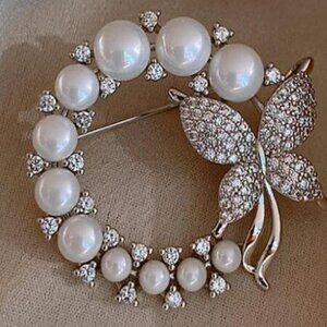 Pearl Butterfly Brooch